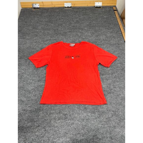 VTG Y2K Chase Authentics Dale Earnhardt Jr Red Shirt Womens L Gold Metallic - Picture 15 of 16